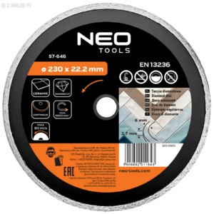 NEO gy&eacute;m&aacute;ntv&aacute;g&oacute; t&aacute;rcsa 230x22,2mm sima 57-646